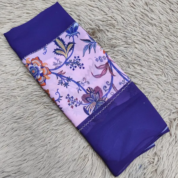 Chiffon Double Pattern Hijabs with Stone Work |HJ08